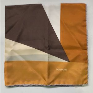 Tom Ford Brown and Orange Patterned Pocket Square